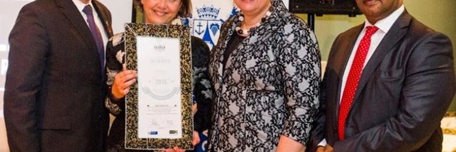 From ltr Alan Winde, Minister of Economic Opportunities; Bronwen Wetton, Marketing Marine Dynamics Tours; Amanda Kotze-Nhlapo, Chief Convention Bureau Officer; Solly Fourie, Head of Department